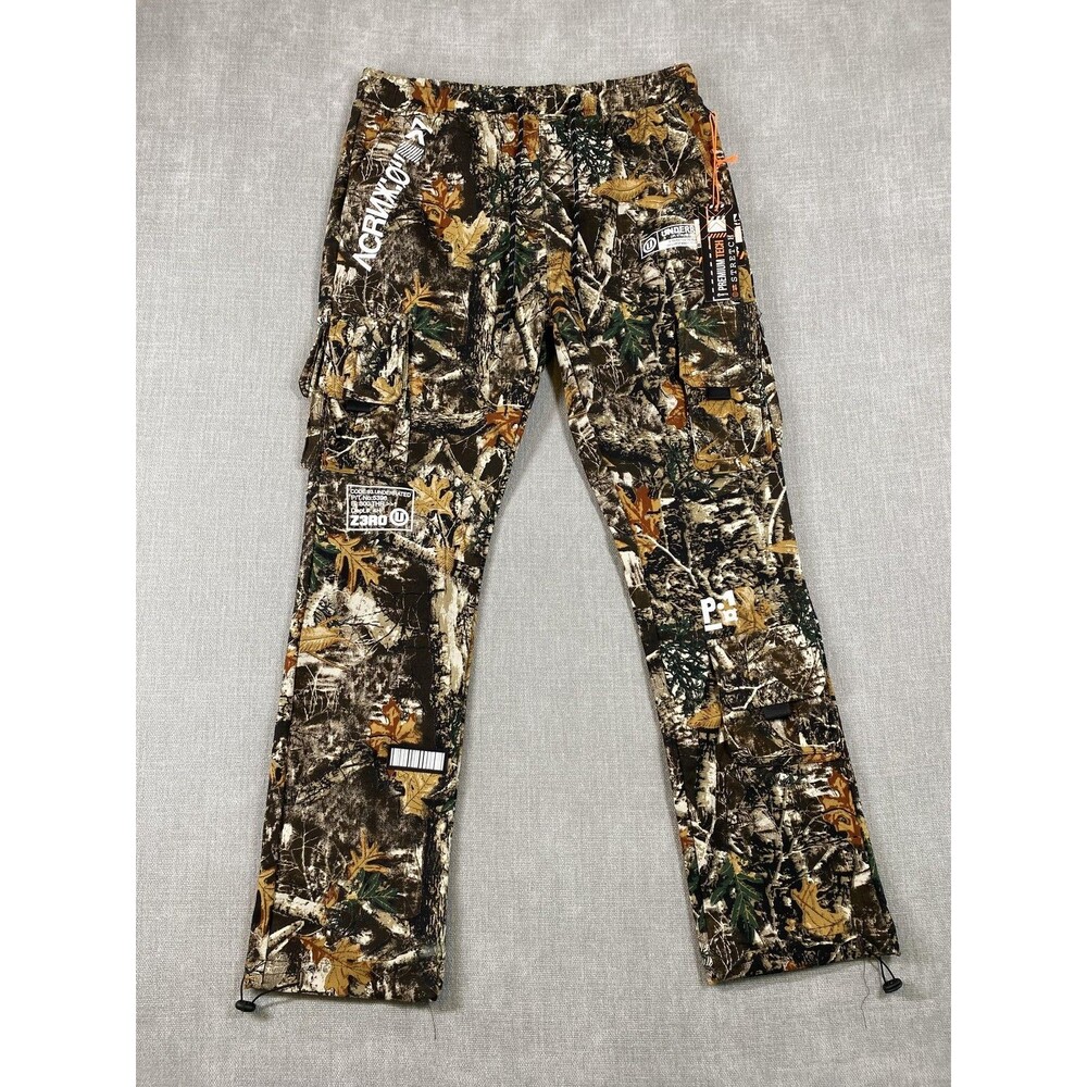 RGSTR Pants Mens Medium Brown Tree Camouflage Cargo Streetwear Elastic Waist